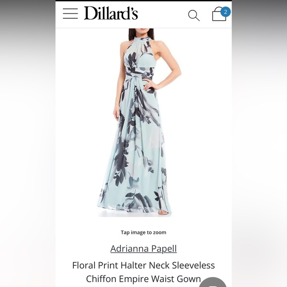 Adrianna Papell Floral Halter Sleeveless Chiffon Gown, Size 0 - Picture 3 of 14